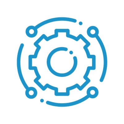 Pictogramme représentant un rouage en mouvement pour représenter les bénéfices en résilience engendrés par l'offre d'ALTEN, Digital Twin for Smart Factory